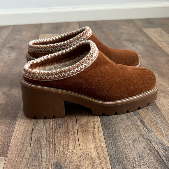 Steve Madden Brixtin Clog Slip On Platform Cozy Round Toe Shoe Brown Size 9 - Picture 1 of 11